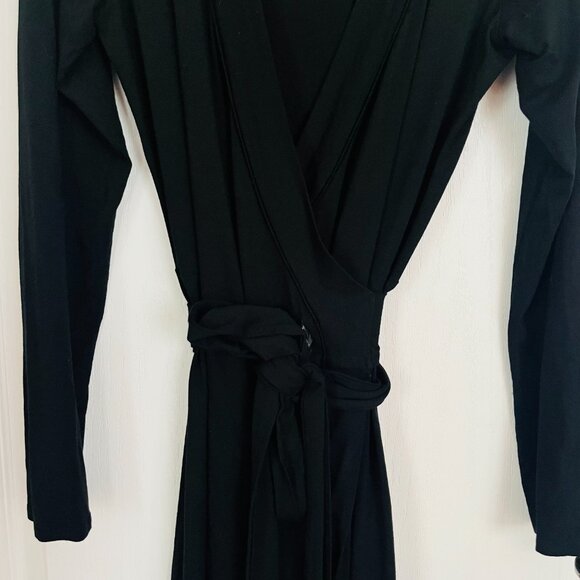 Banana Republic Classic Black Long Sleeve Rayon Wrap Dress - Picture 2 of 14